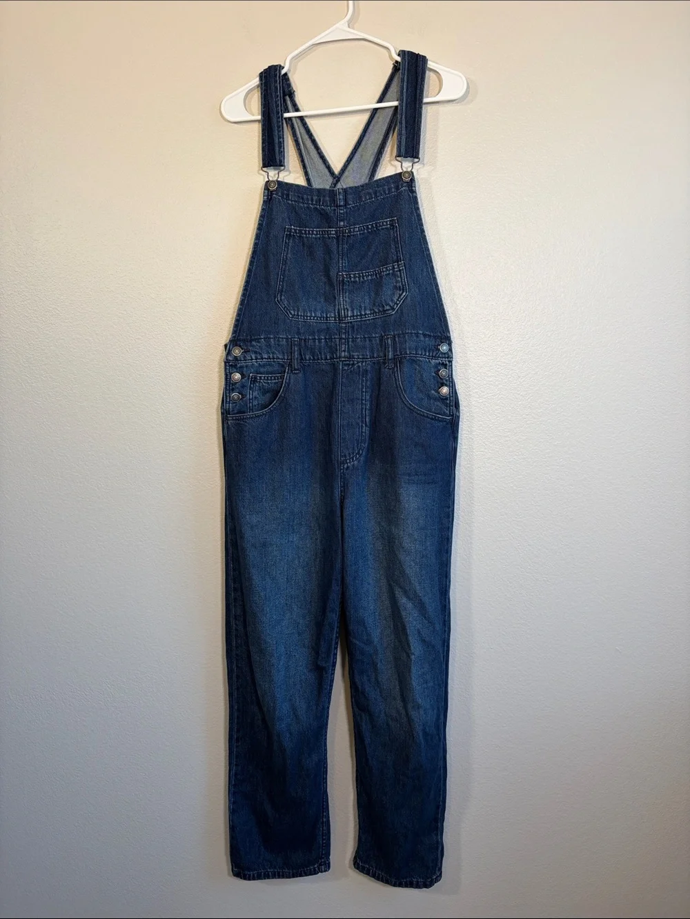 Free People We the Free Ziggy Overalls in Dark Wash Blue - M